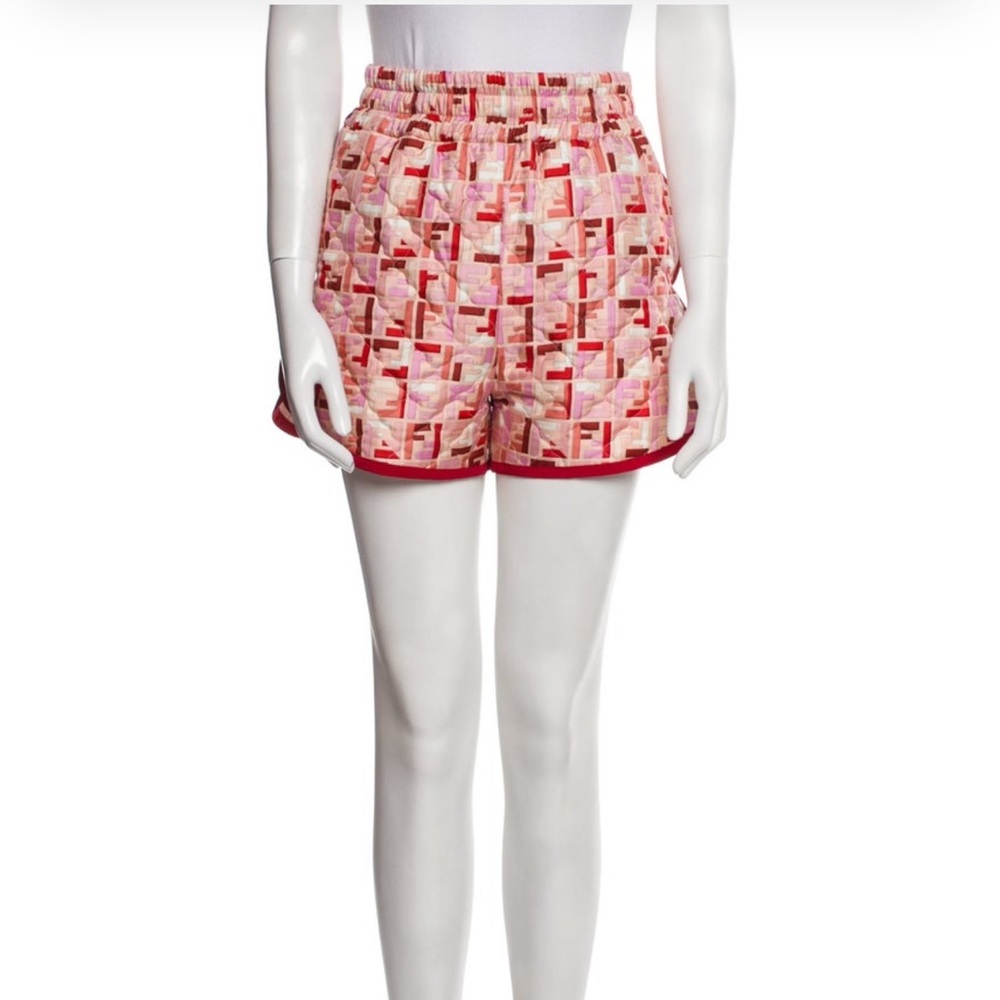 AUTHENTIC FENDI SHORTS Stylish Women's Red Patterned Shorts